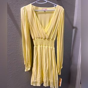 NWOT GB yellow long sleeve mini dress size small